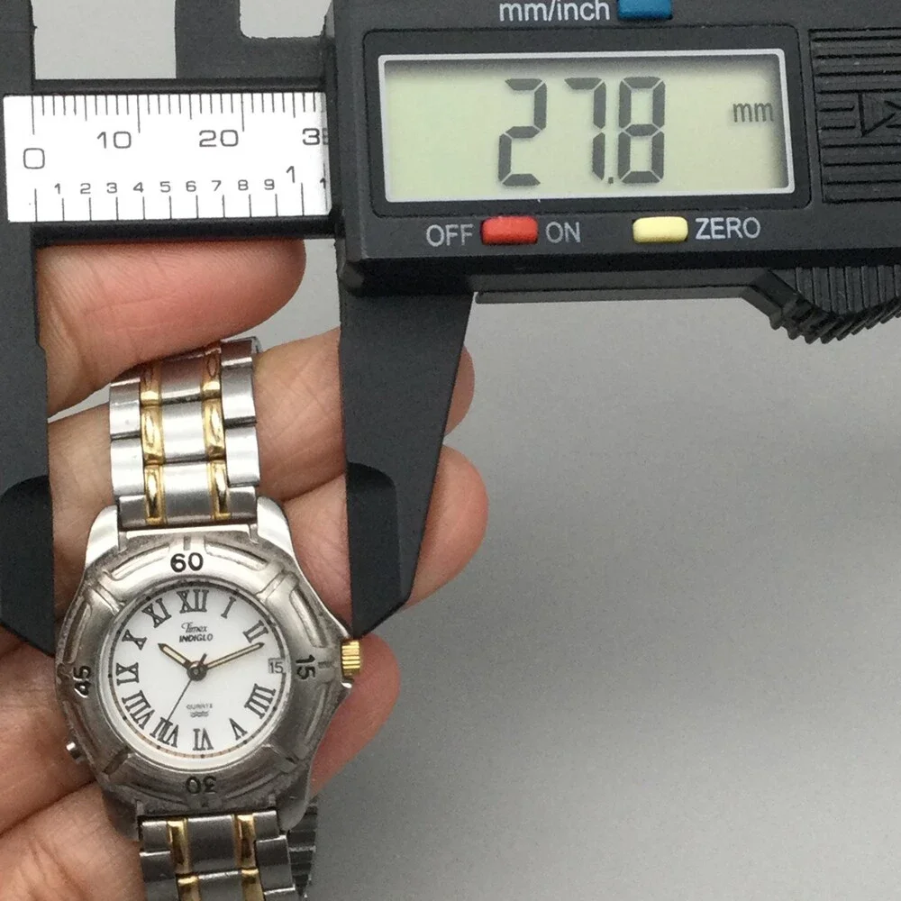 Timex Indiglo Womens Watch 28mm White Dial Two Tone Bracelet New Battery 5.5